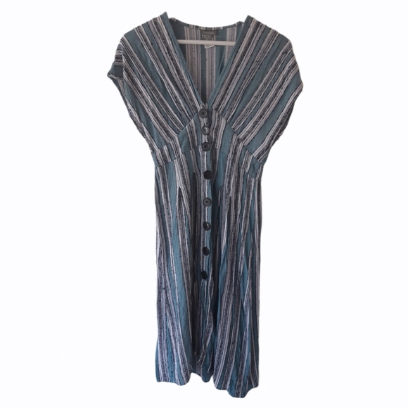 Peasant Vertical Lines Dress Cotton - Picture 1 of 7